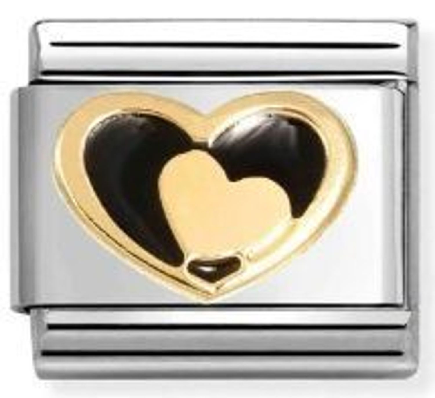 Charms Nomination Link 18K zawieszka złoto Czarne serce ze złotym sercem  030283 26.jpg